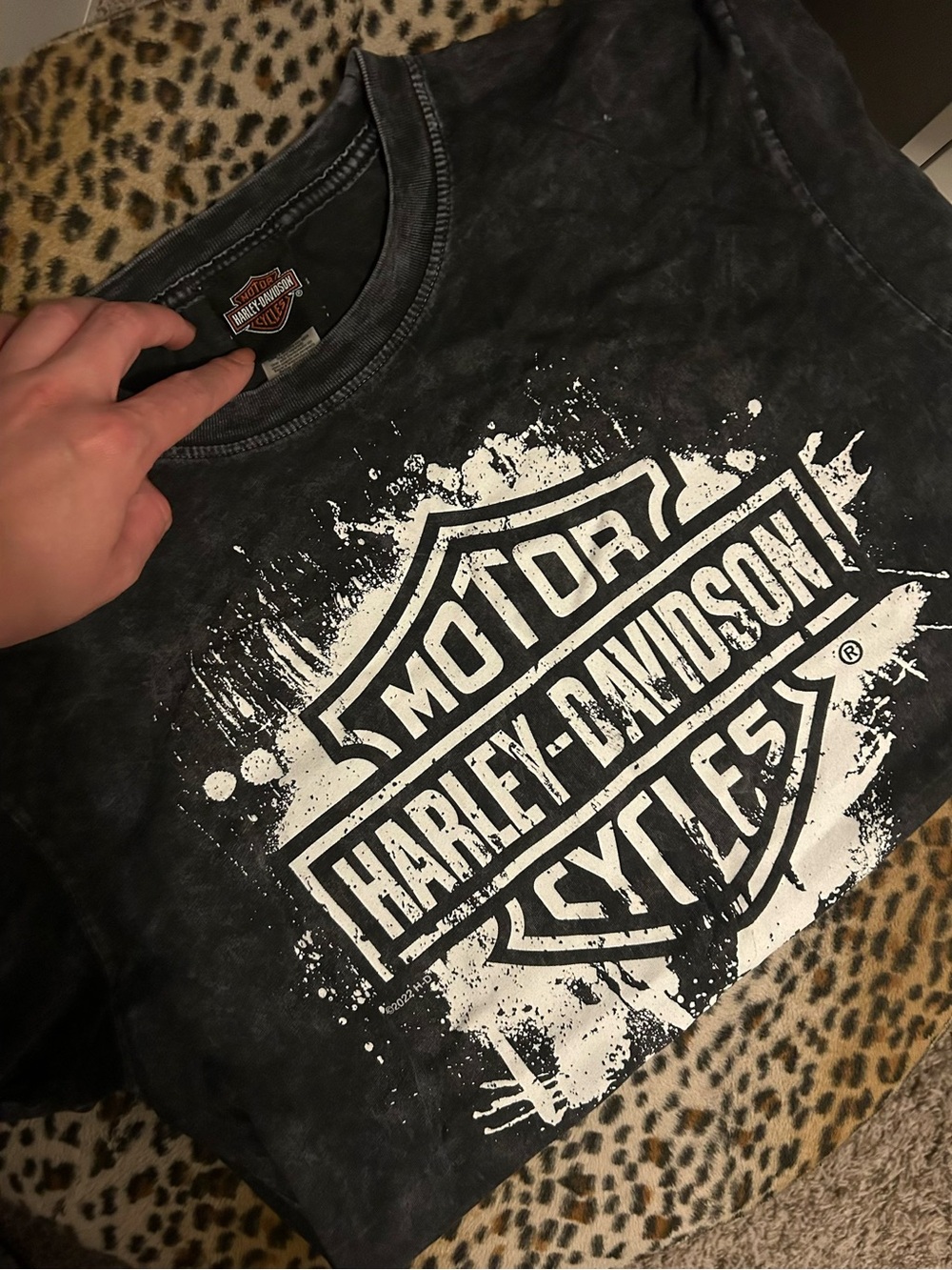 Harley-Davidson Black Tee with Orange and White Bootlegger Graphic